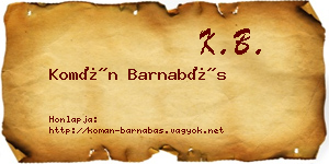 Komán Barnabás névjegykártya