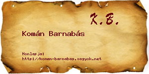 Komán Barnabás névjegykártya