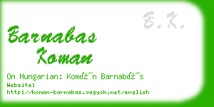 barnabas koman business card
